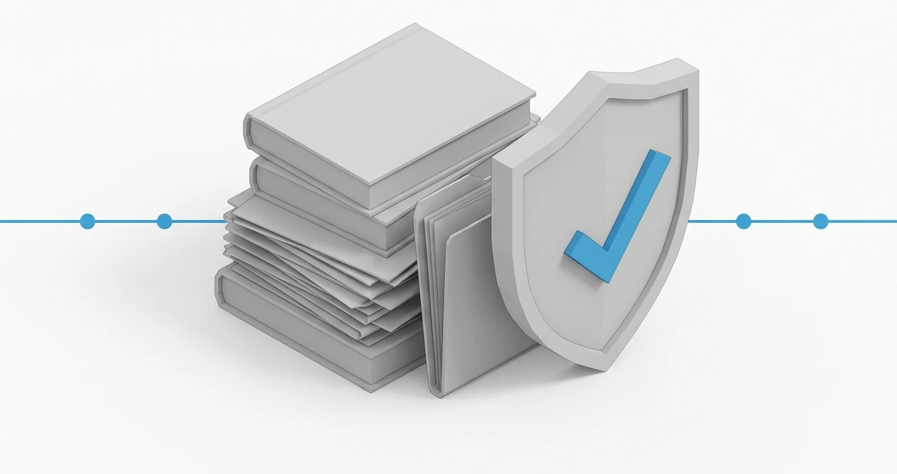 Due-diligence records and independent assurance, isometric illustration